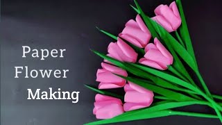 How To Make Paper Flowers | Beautiful Paper Tulip Flower Making🌷| Paper crafts✂️ | Tulip #Riktasart