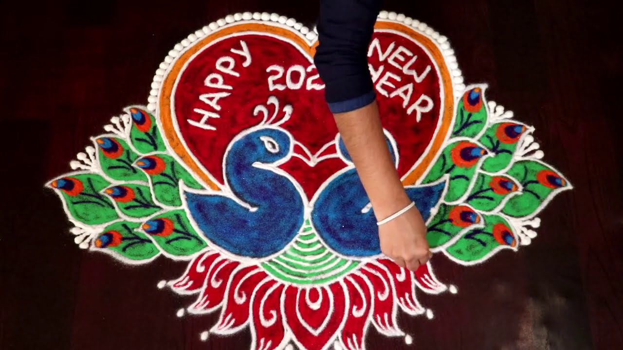 New Year Rangoli Designs 2021 | 5 Dots Easy New Year Kolam ...