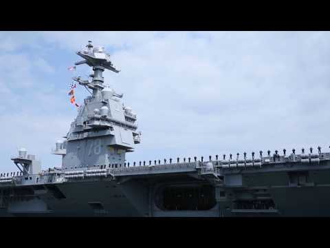 America's Newest Aircraft Carrier USS Ford Arrives At Naval Station Norfolk