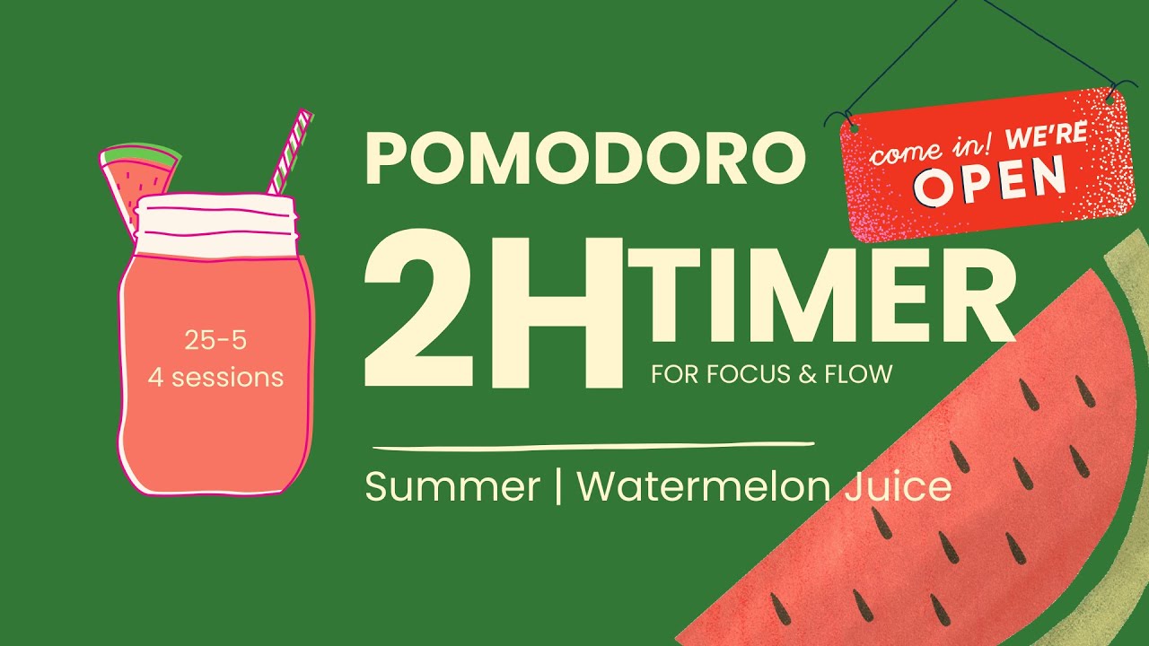 Pomodoro Timer for Focus & Flow – 25-5 | Summer | 2h | Brown Noise | lofi