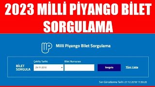 2023 MİLLİ PİYANGO BİLET SORGULAMA