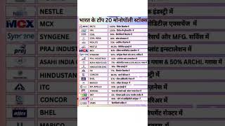 Bharat ka top 20 Monopoly stocks ❌💯❌ #Stocks