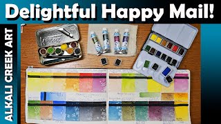 Really Fun Watercolors in Delightful Happy Mail!  A Pre-Christmas Art Haul and Swatch-a-Thon!