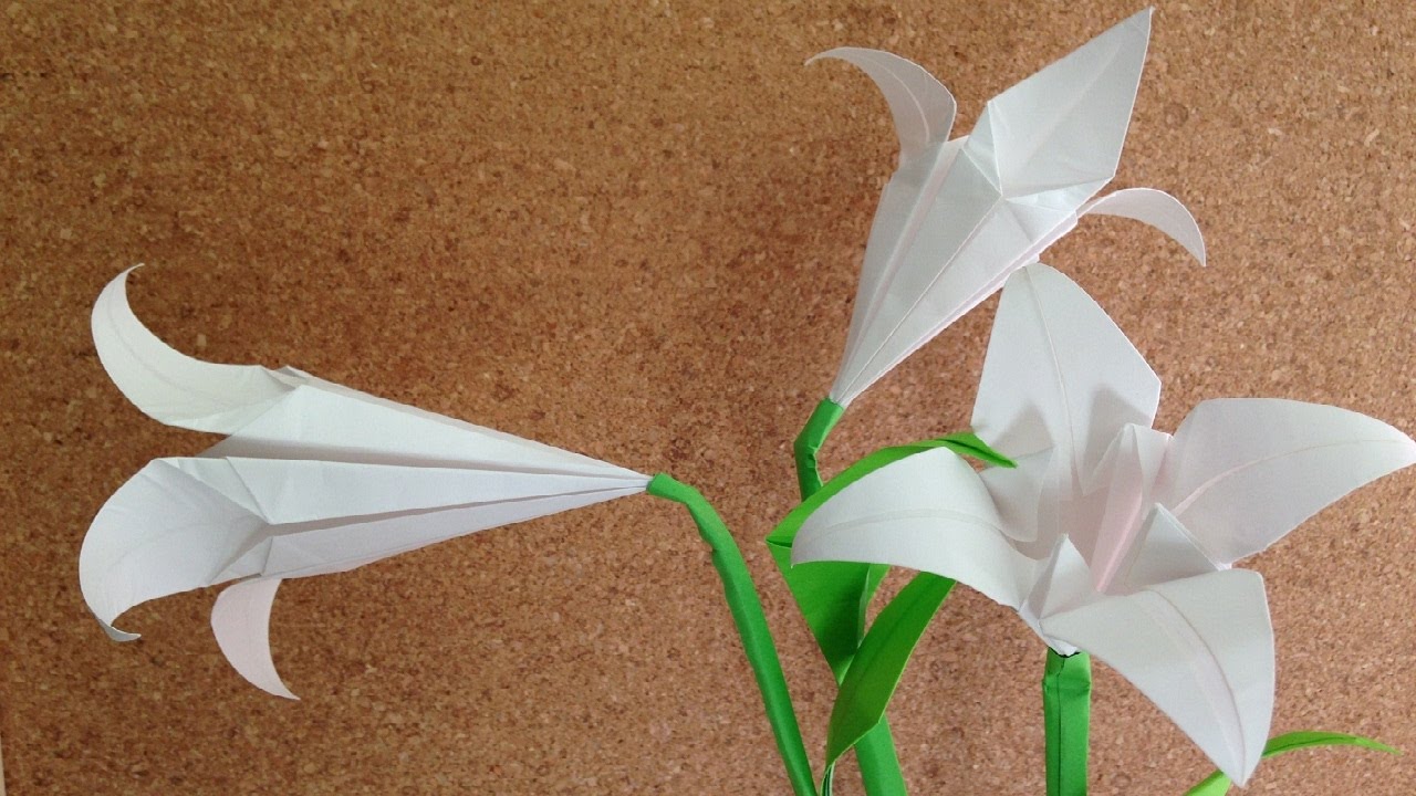 折り紙origami ユリの花と葉 立体 簡単な折り方 Youtube