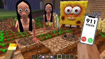 BE CAREFUL with MOMO and SCARY SPONGEBOB in Minecraft 3:00am