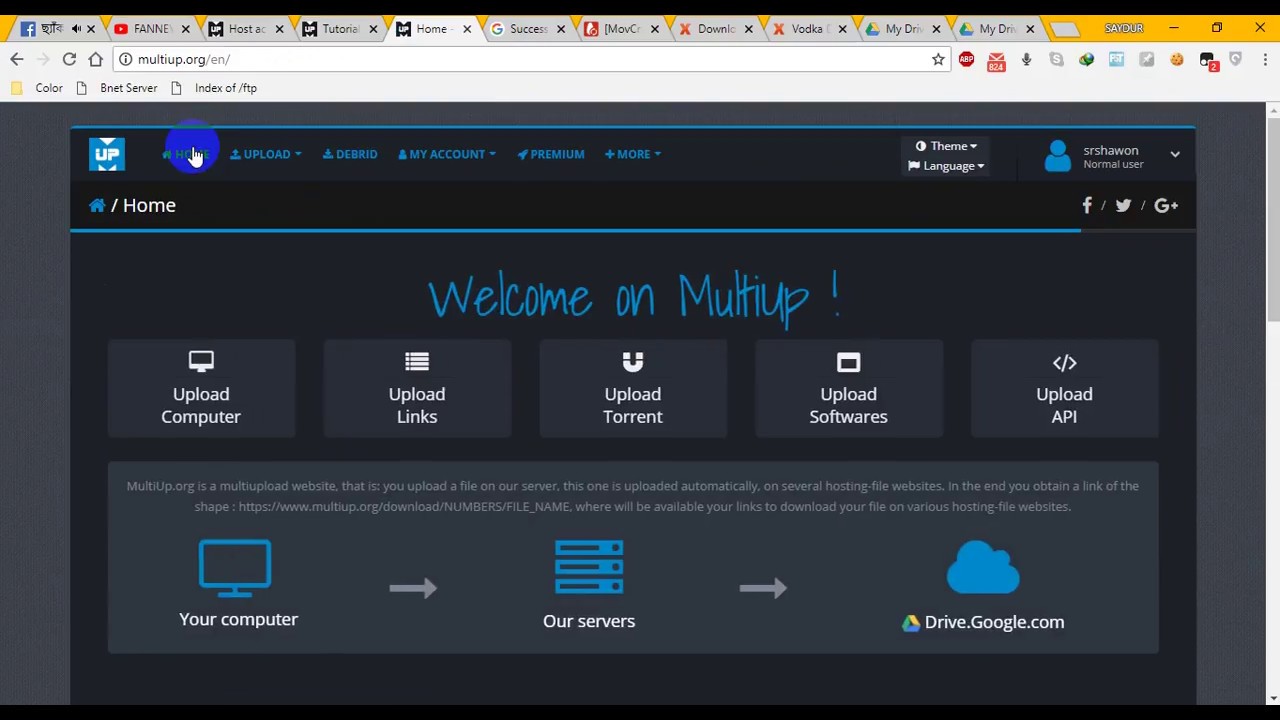 How to upload remotely with link in file sharing site YouTube