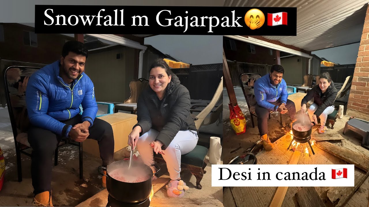 Snowfall m Gajar pak banaya🤭🇨🇦| Desi lifestyle in canada🇨🇦 | Haryanvi❤️ #Nikkis’sworld
