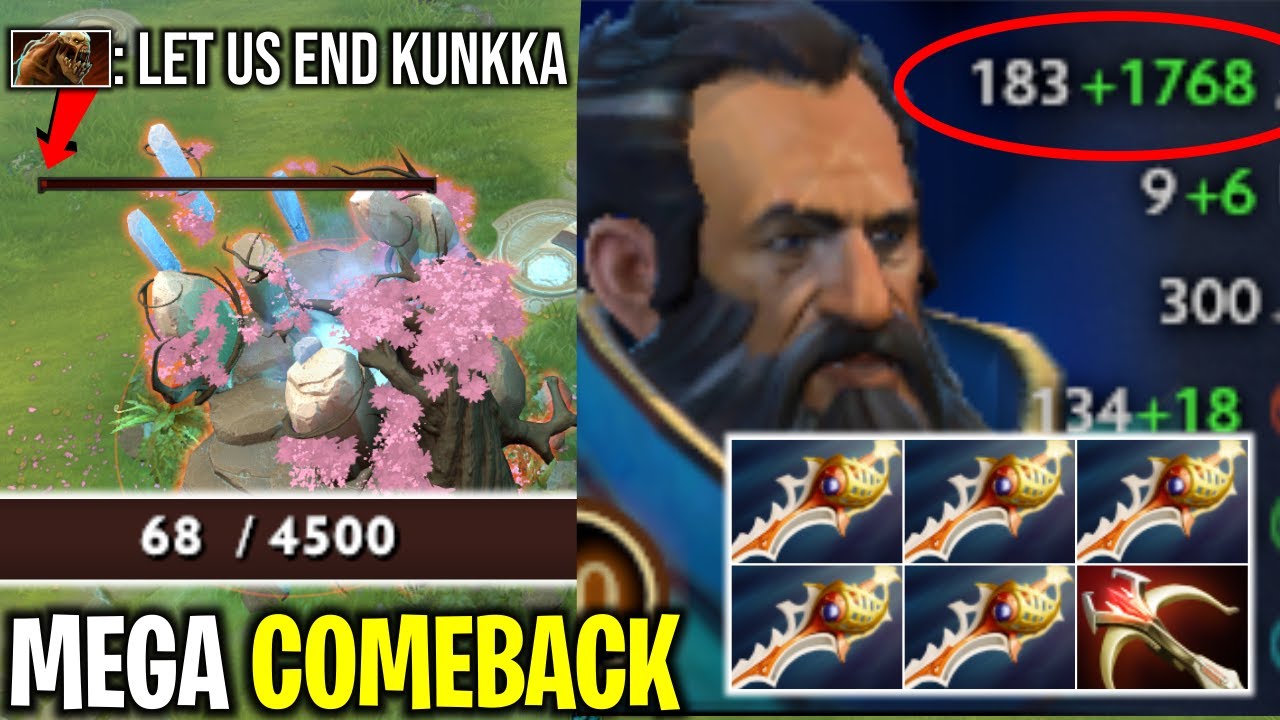 EPIC MEGA CREEPS COMEBACK KUNKKA WITH 6x DIVINE RAPIER 1 SPLASH DELETED ALL HERO | DOTA 2