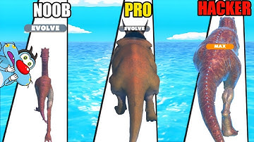 NOOB vs PRO vs HACKER | In Dino Run 3D Dinosaur Rush Game | With Oggy And Jack