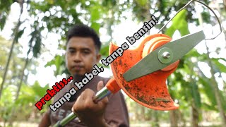 nyobain mesin potong rumput paling praktis  BULL BL77 CORDLESS GRASS TRIMMER