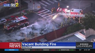 2 structure fires burn adjacent South LA buildings