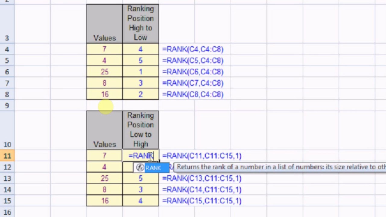 RANK FUNCTION IN EXCEL TAMIL VLOG YouTube
