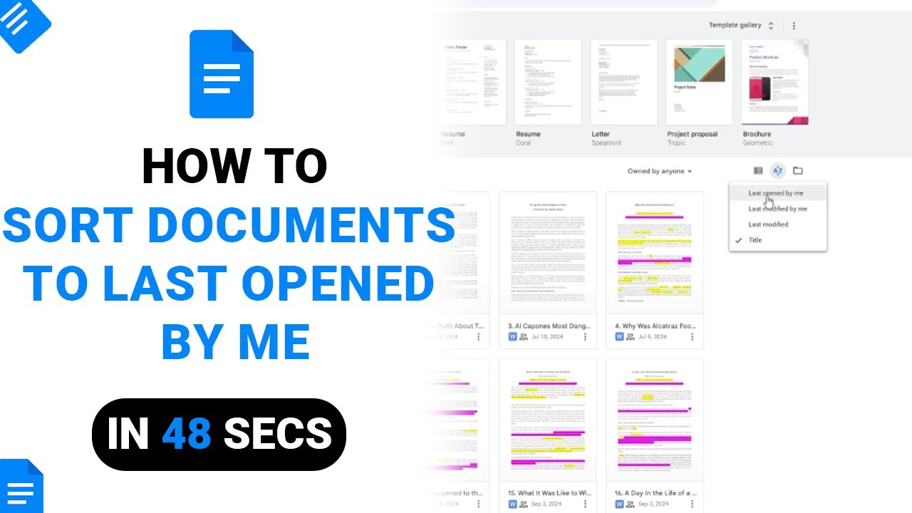 How to Sort Documents to Last Opened By Me on Google Docs [NEW] - YouTube