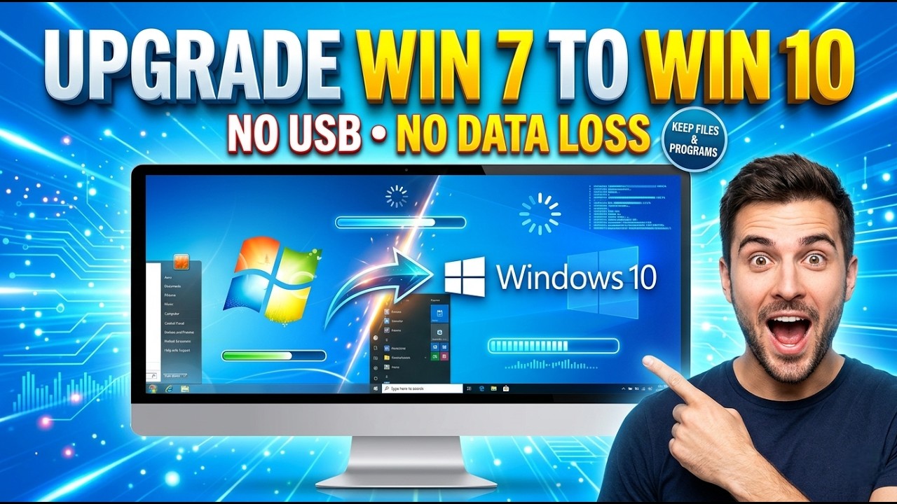Upgrade Windows 7 to Windows 10 Without USB or Losing Data - YouTube