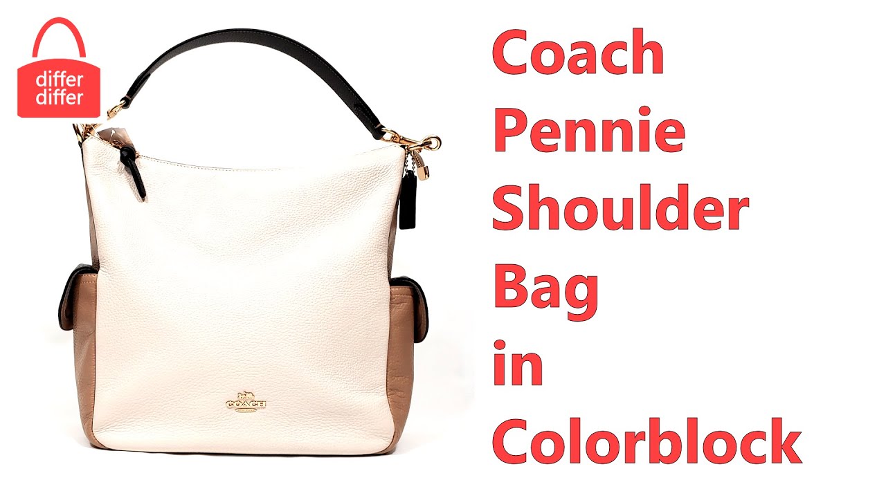 Coach Pennie Shoulder Bag Black Leather Large