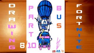 How to Draw Fortnite Battle Bus Step by Step Easy and Color | 5K 60FPS | PART 8/10