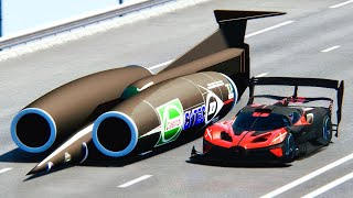 Bugatti Bolide GTR Concept vs SSC Thrust - Drag Race 24 KM