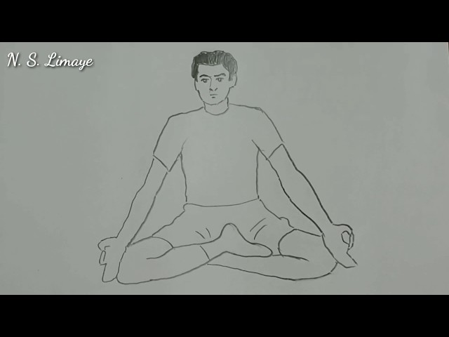 How To Draw Man Doing Yoga Siddhasna Pose | Step By Step In Easy Way For Beginners | N. S. Limaye class=