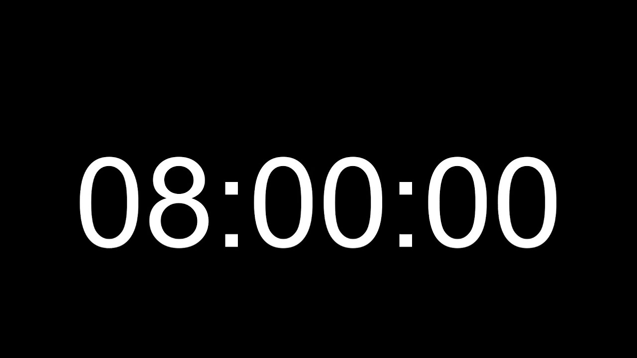 8 Hour Countdown Timer | Ultra Clean HD Timer, Silent & No Music ...