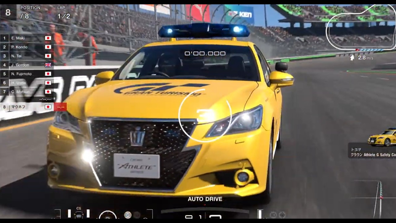 PS5/VR2「グランツーリスモ 7」トヨタ クラウン Athlete G Safety Car/ブロードビーンレースウェイ2周/Sunday Cup/1位＆ファステストラップ＆CRB