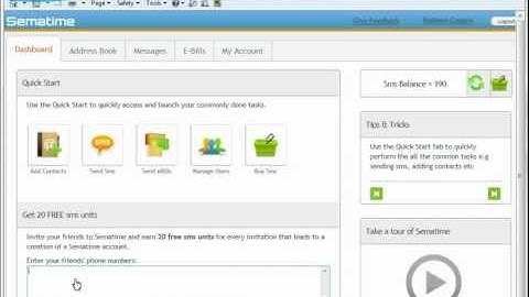 Tour of Sematime - sending bills and invoices via sms