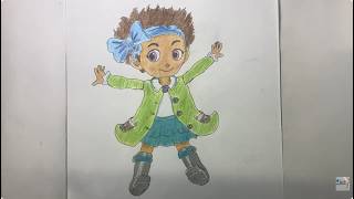 How to Draw Freehand Bow Kid (A Hat in Time) &amp; Color with Colored Pencils