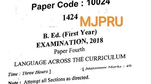 Language across the curriculum MJPRU b ed 1st year question paper 2018 NAVEEN DAHIYA
