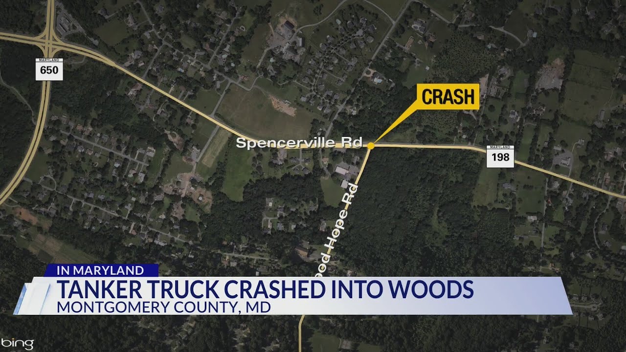 1 injured after tanker truck crashed into woods in Montgomery County ...