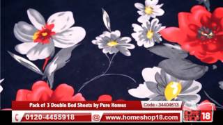 Homeshop18.com - Pack of 3 Double Bed Sheets by Pure Homes