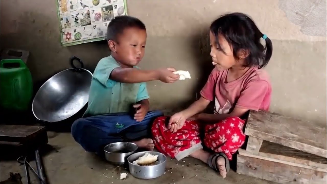 Happy family in dinner Nepali village kitchen || rural-life Nepal || 
