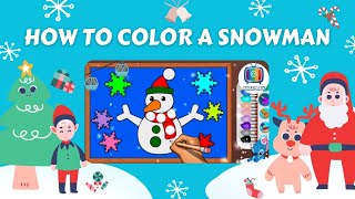 How to color a Snowman easy❄️☃️ || Coloring tutorial for kids🎨 || Kids coloring book📖🖌