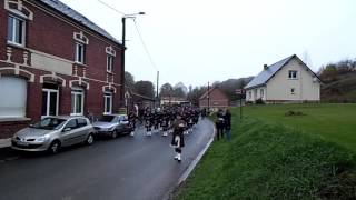 Pipers and Colour Party enter Beaumont Hamel 13 November 2016