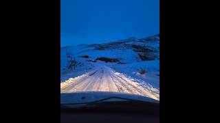 A Short Drive Through a Moonlit Snowy Village Road | Blue Snow, Cool Winter Air Dreamy Night in Iran