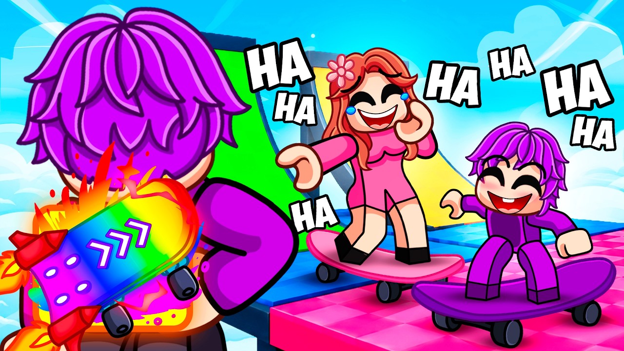 I Pretended to be a NOOB in Roblox SKATEBOARD OBBY, Then used a HACKER Skateboard!