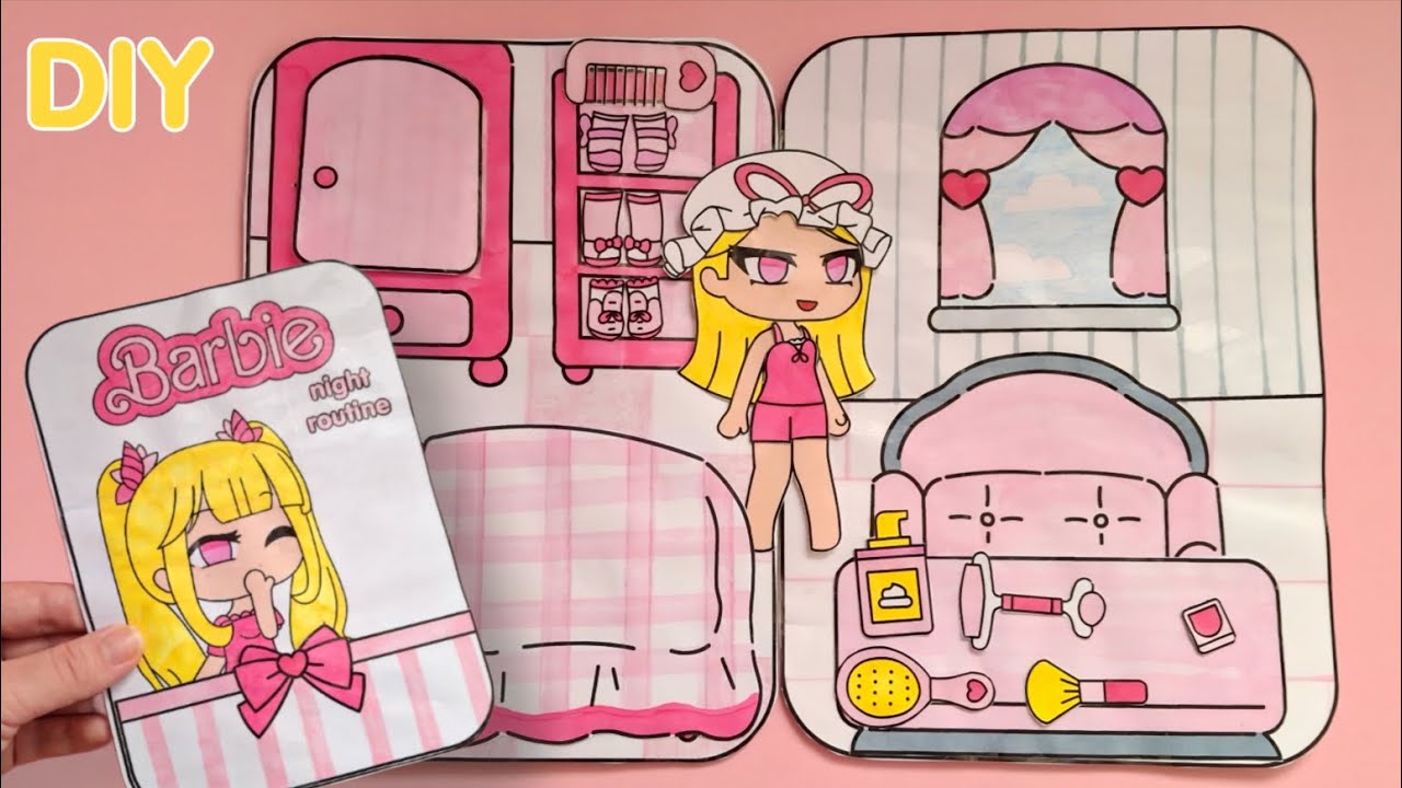 Gacha barbie doll night routin! #asmr #diy 