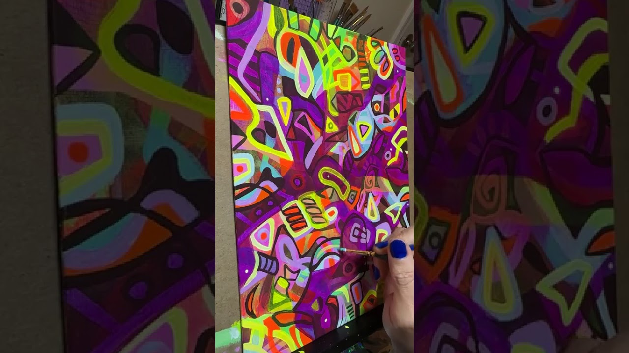 Watch Me Paint A Psychedelic Abstract!! 🤩💜🩵✨