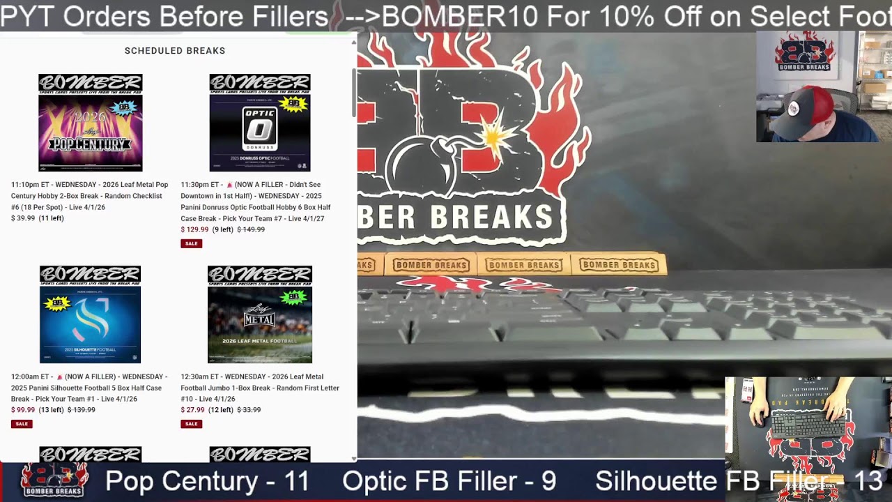 Bomber Sports Cards Live Breaks!