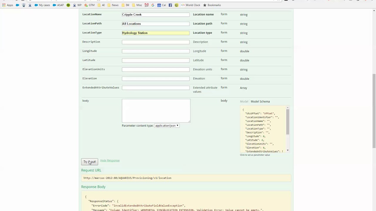 AQUARIUS Time-Series - Create a Location with the AQUARIUS API via the ...
