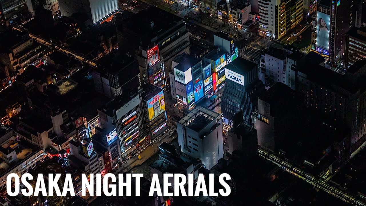 大阪空撮 ヘリコプターで空から見る大阪の夜景 Osaka Night Aerials 4K HDR Japan