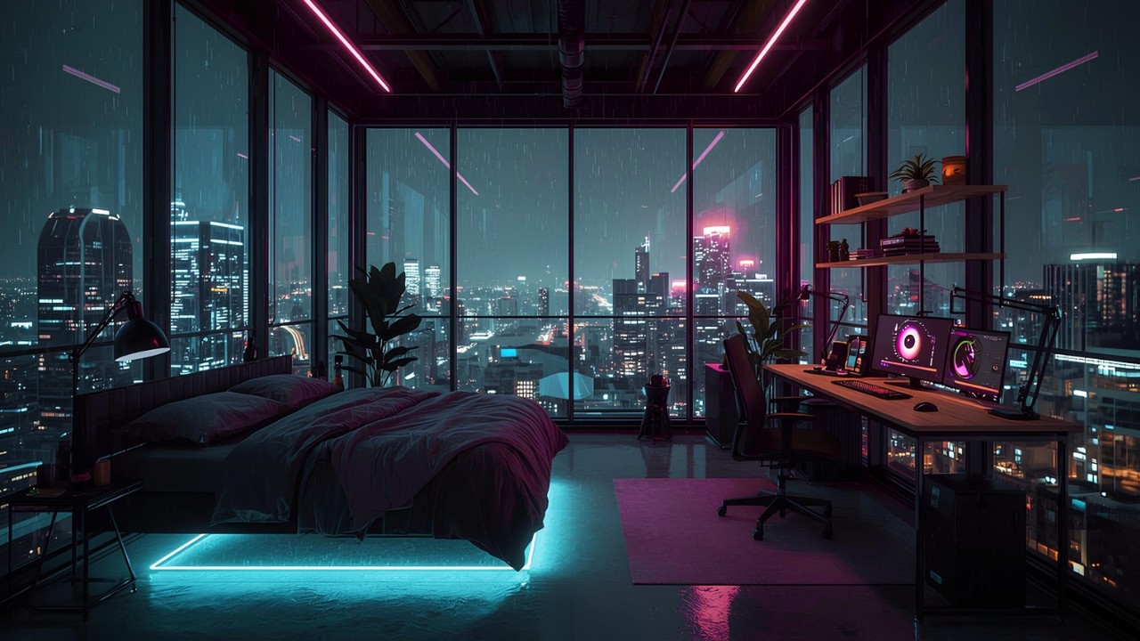 Lo-fi Badroom After Night | Rain Sounds & Relaxing Beats for Sleep, Study, Focus, And Relax