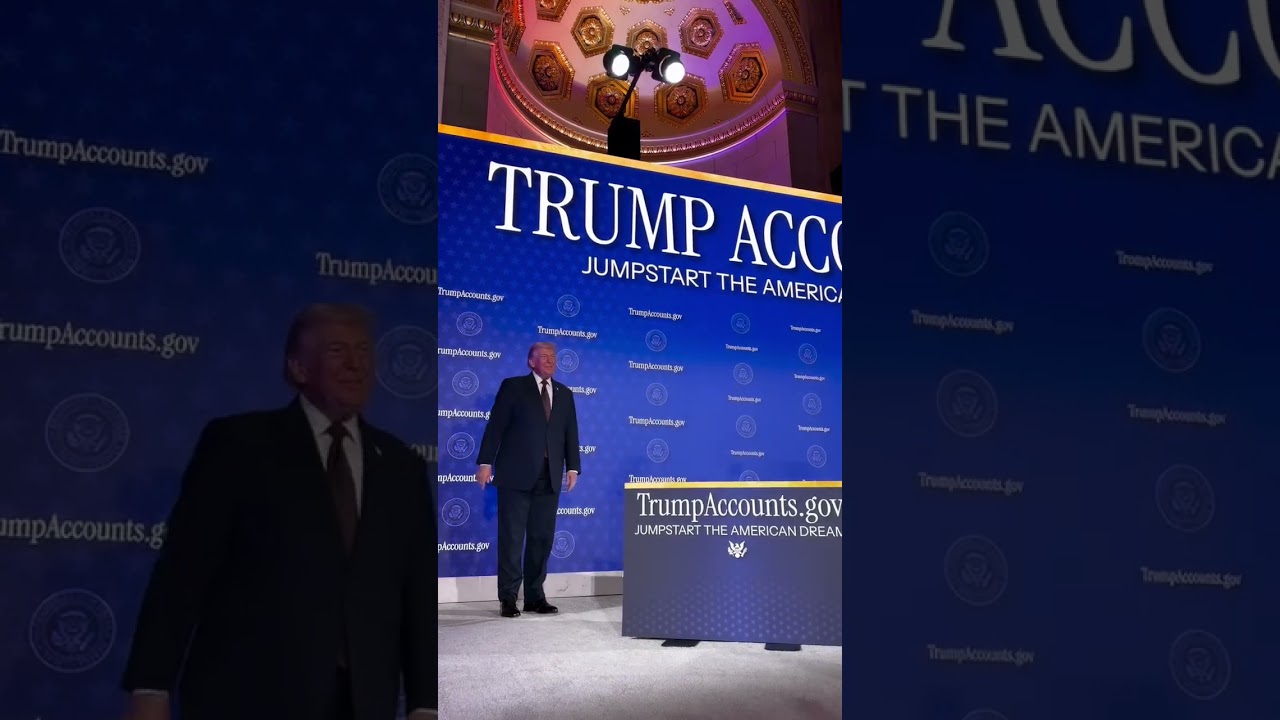 Donald Trump at The Trump Accounts Summit at The Andrew W. Mellon Auditorium in Washington DC