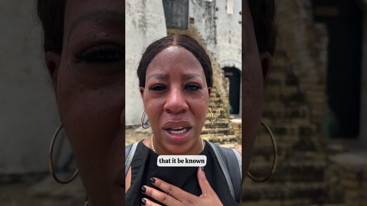 This African American sister visited the slave castle dungeon in Ghana.  