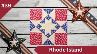 Rhode Island Quilt Block Pattern – Center Star on Point | 50 Blocks for 50 States