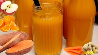 JUS DETOX TONIQUE: Comment Je Réalise Mon Jus De Patate Douce Aux orange Carotte Pomme Et Gingembre