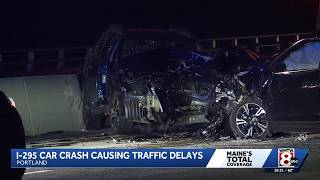 Crash on I-295 in Portland closes left lane