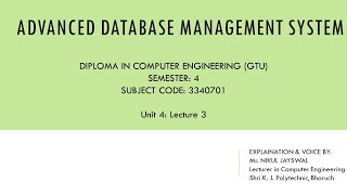 ADBMS: Unit 4: Lecture 3: Second Normal Form (2NF).