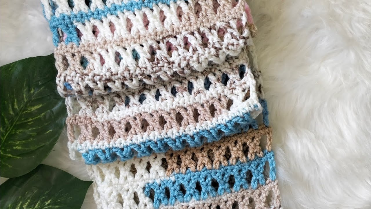 كوفية كروشيه حرف X سريعة ومنجزة easy X crochet scarf 
