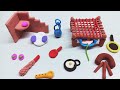 DIY How to make polymer clay miniature Village House, Washroom Set, Kitchen Set,Tree,Charpai lantern