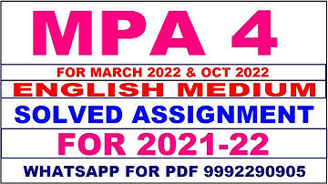 MPA 4 Solved Assignment 2021-22 in English Pdf  9992290905.