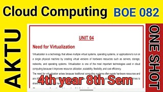 UNIT 04 || CLOUD COMPUTING || AKTU || BOE 082 || ONE SHOT